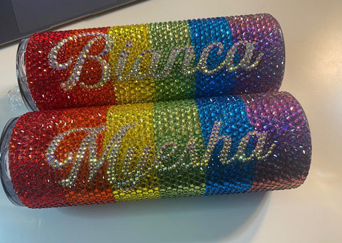 20oz Rainbow Rhinestone Tumbler